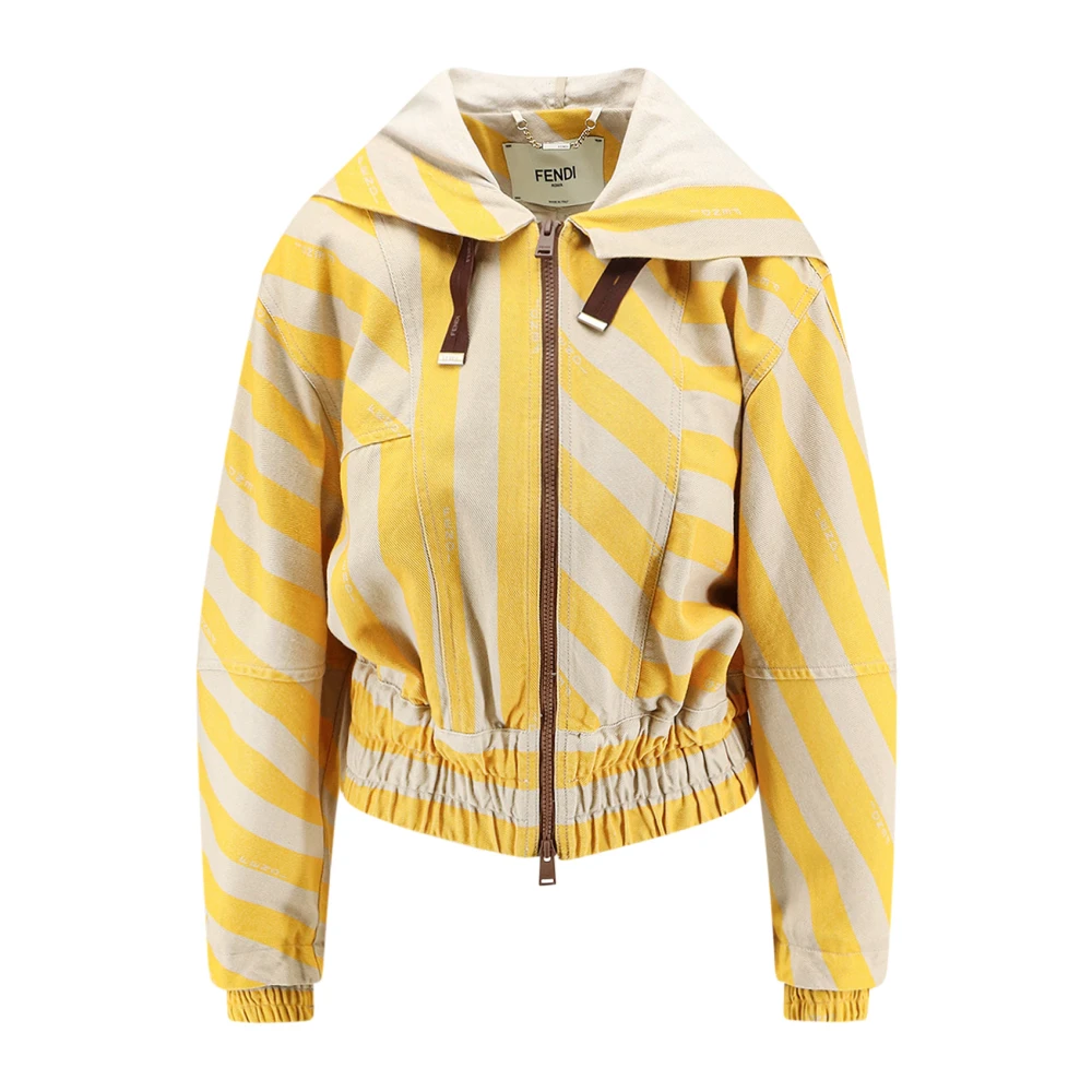 Fendi Yellow Light Jackets, Female, 2XS, Pequin Striped Jacket
