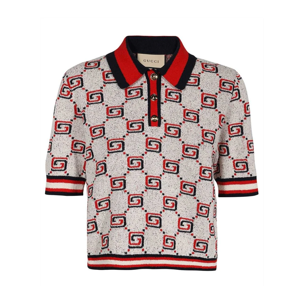 Gucci Stijlvolle Polo Shirt met Logo Patroon Beige Dames