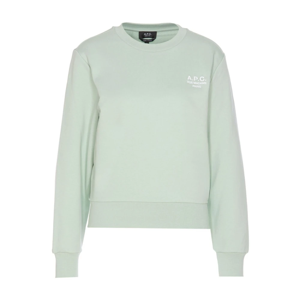A.p.c. Biologisch Katoen Box Sweatshirt Lange Mouw Green Dames