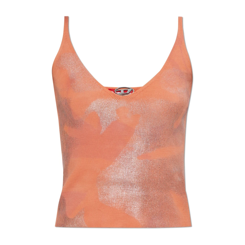 Diesel Damen Orange Geripptes Top M-Ismina