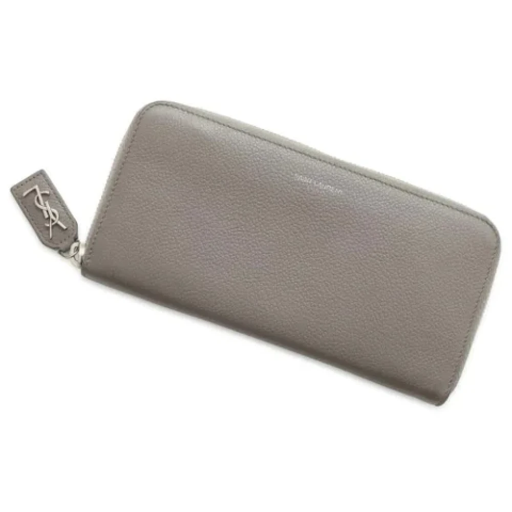 Saint Laurent Vintage Pre-owned Leather wallets Gray Dames