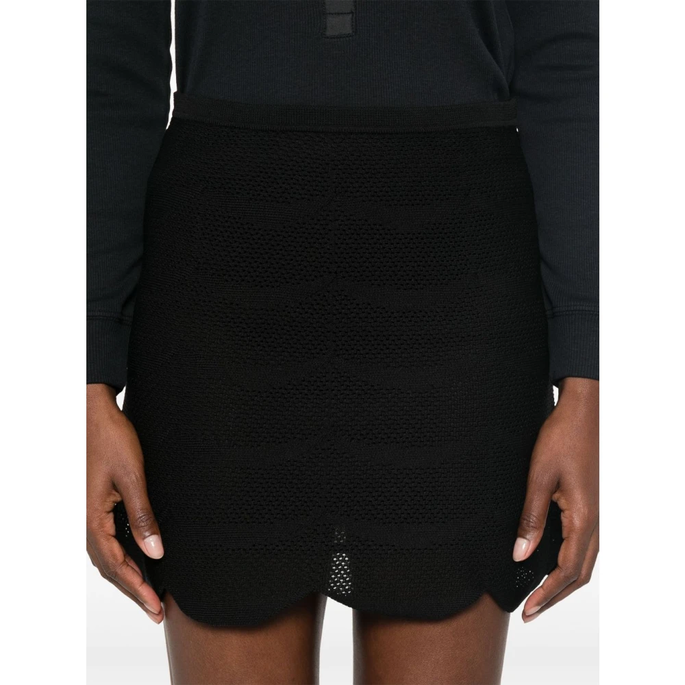 Tom Ford Zwarte Gerimpelde Zoom Elastische Taille Rok Black Dames