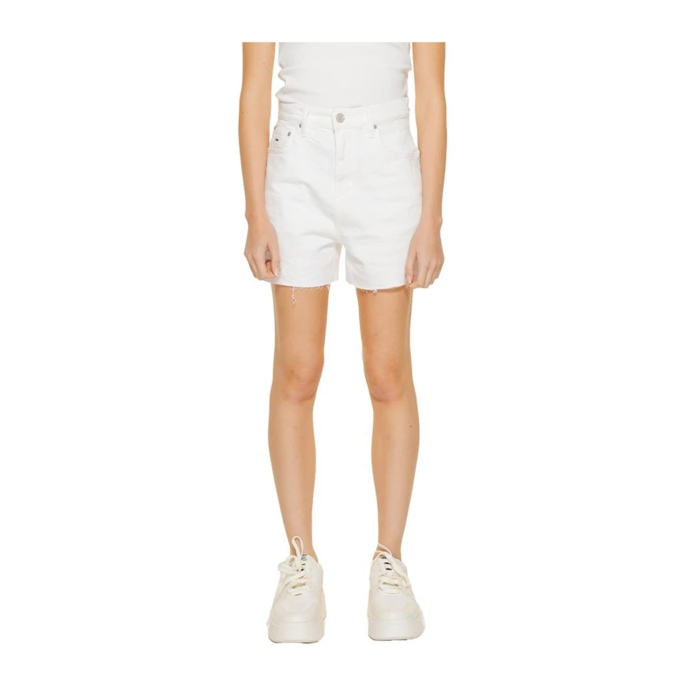 Tommy Jeans Geregenereerde Katoenmix Shorts met Elastaan White Dames