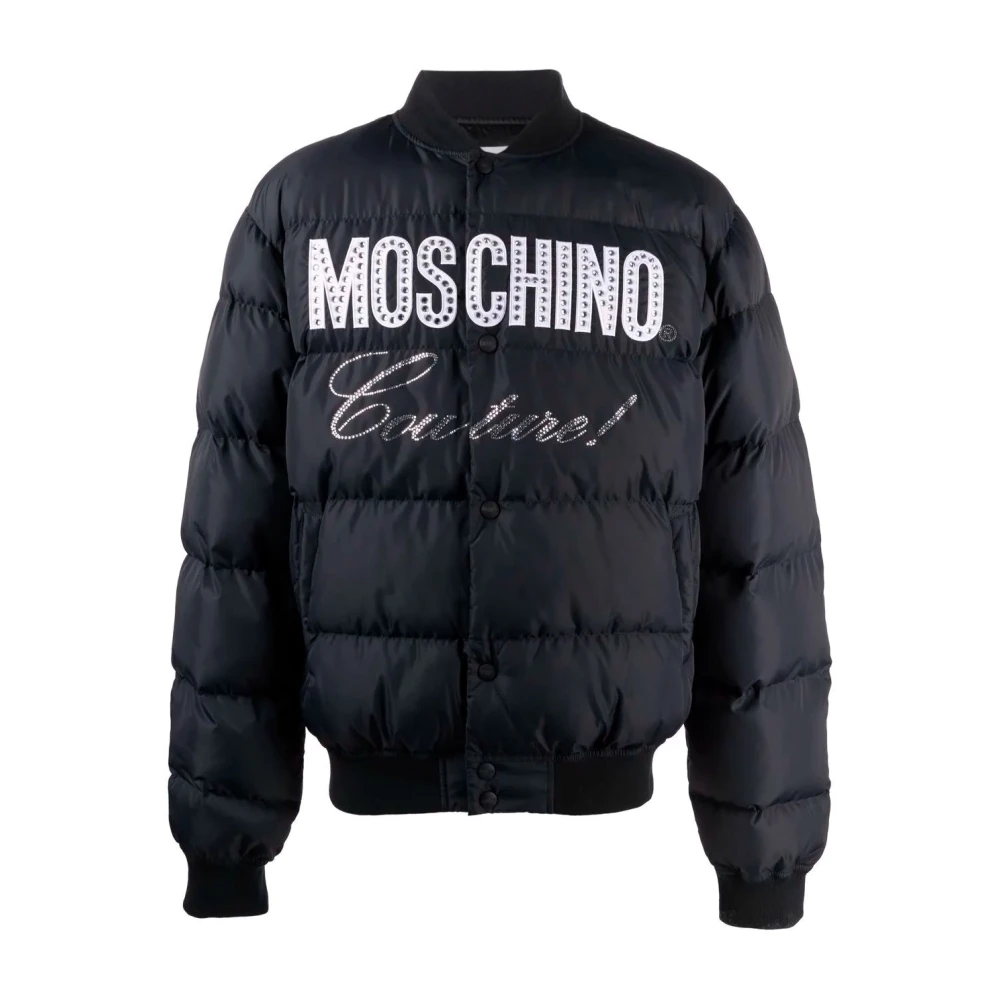 Moschino Logo Kristallbroderad Jacka Black, Herr