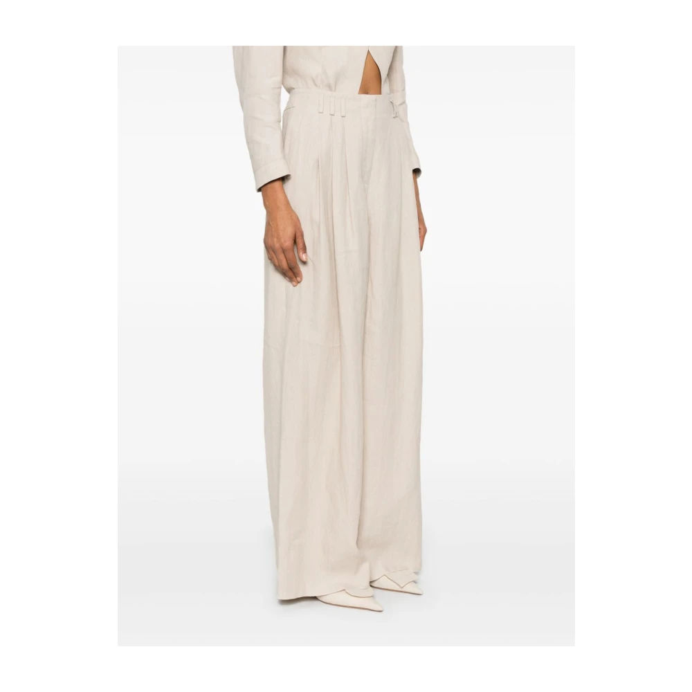 Giorgio Armani Beige Broek met Plooien Beige Dames