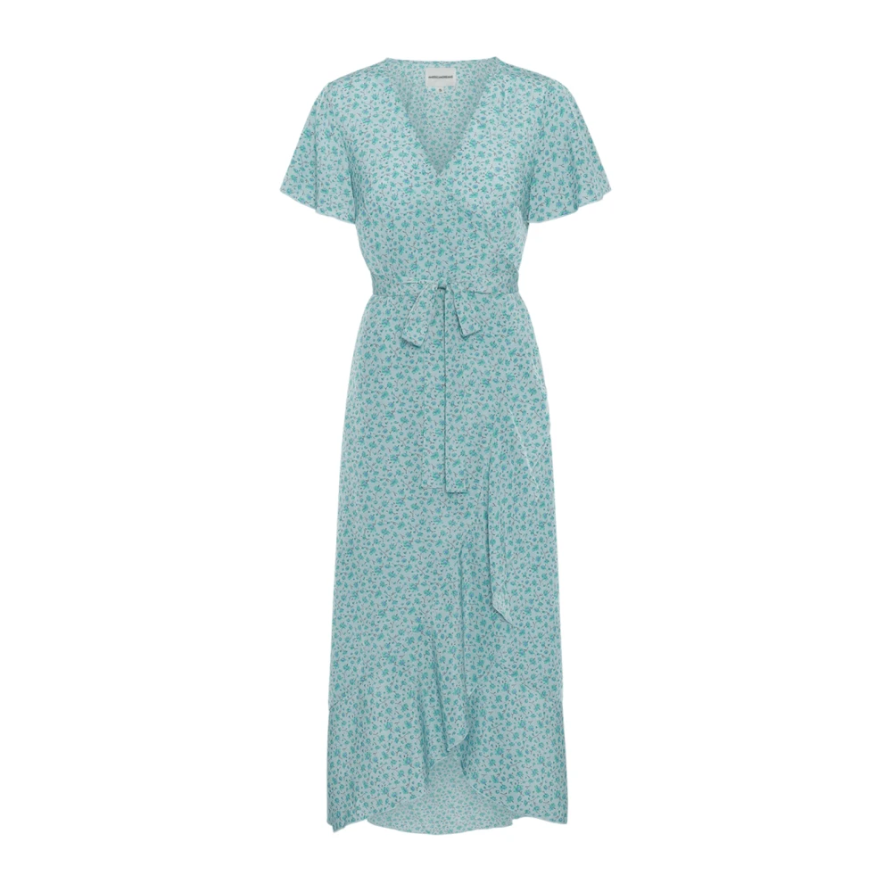 American Dreams Turquoise Bloem Wrap Jurk met Ruches Green Dames