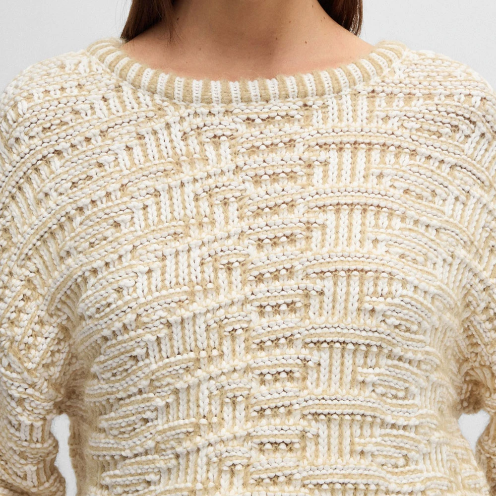 Hugo Boss Gestructureerde Cropped Sweater Wit White Dames