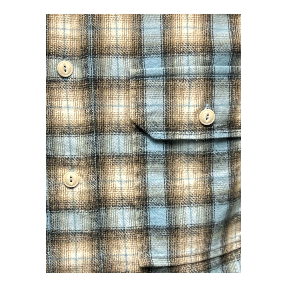 Xacus Flanellen Katoenen Geruite Overhemd Blauw Beige Multicolor Heren