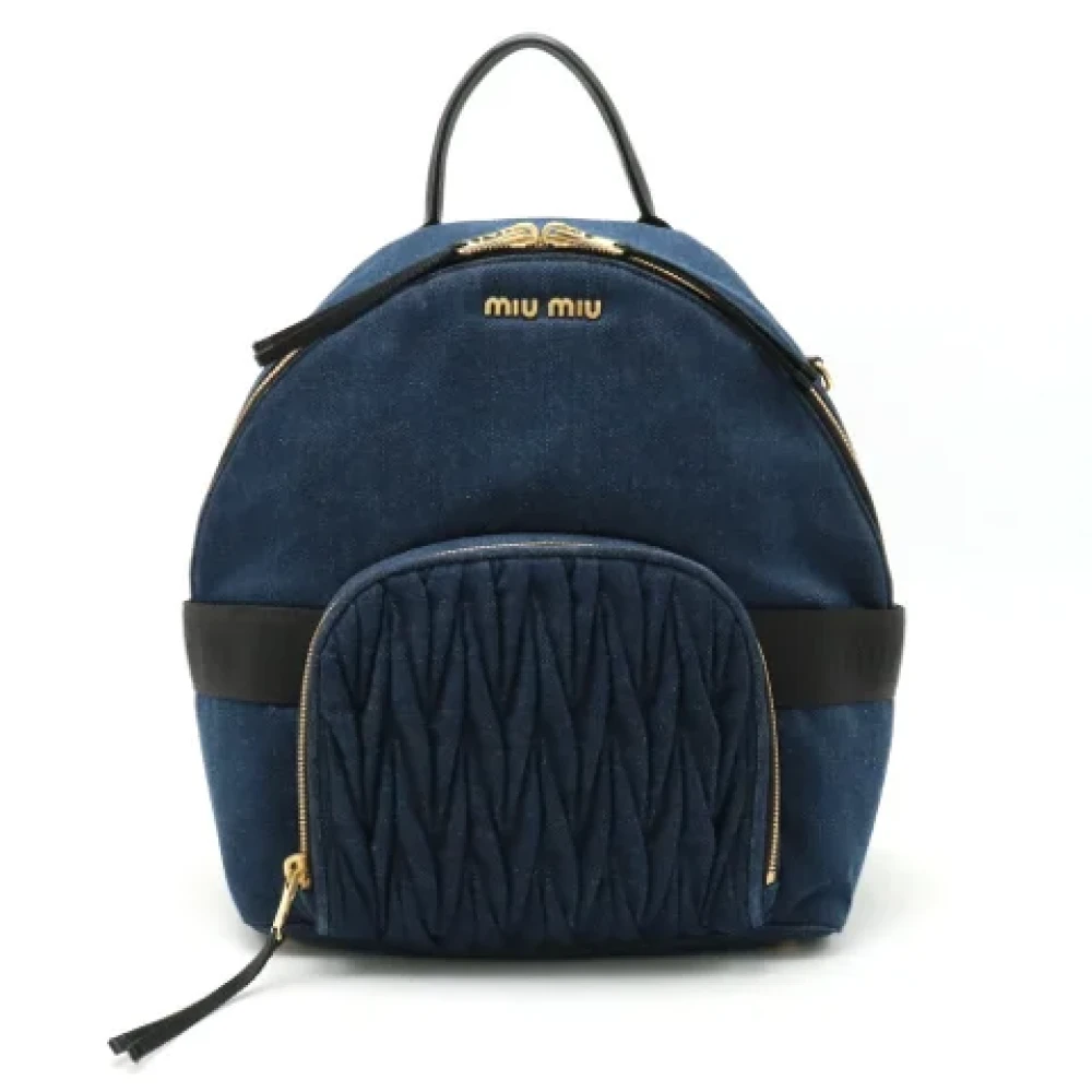 Miu Pre-owned Leather backpacks Blue Dames