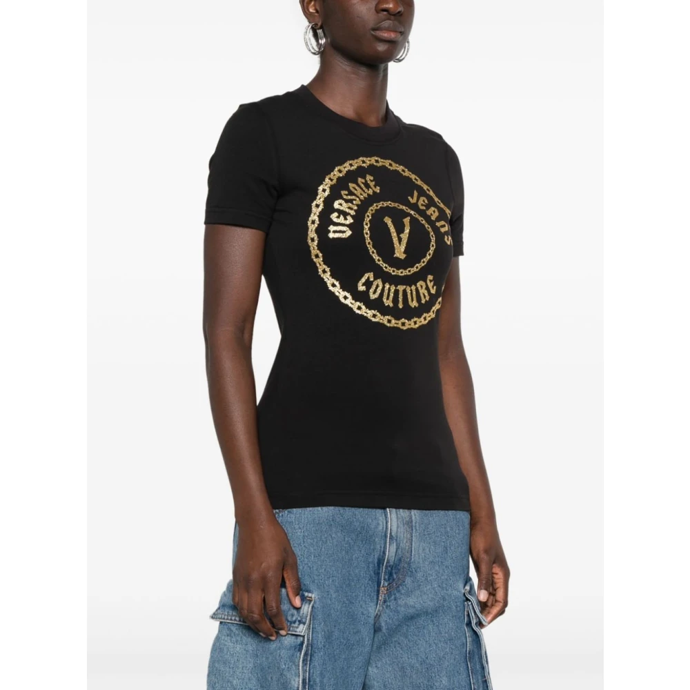 Versace Jeans Couture Zwarte T-shirt voor vrouwen Black Dames