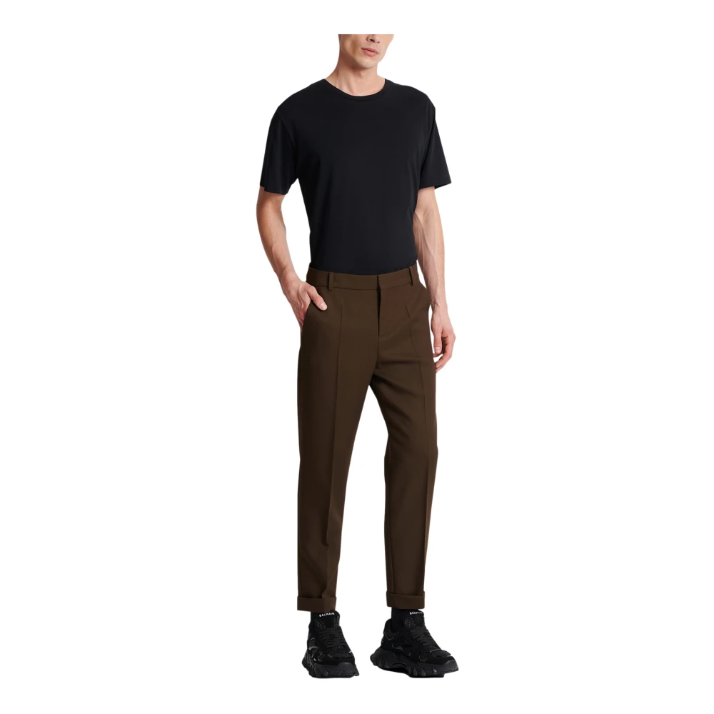 Balmain Rechte getailleerde twill broek Brown Heren