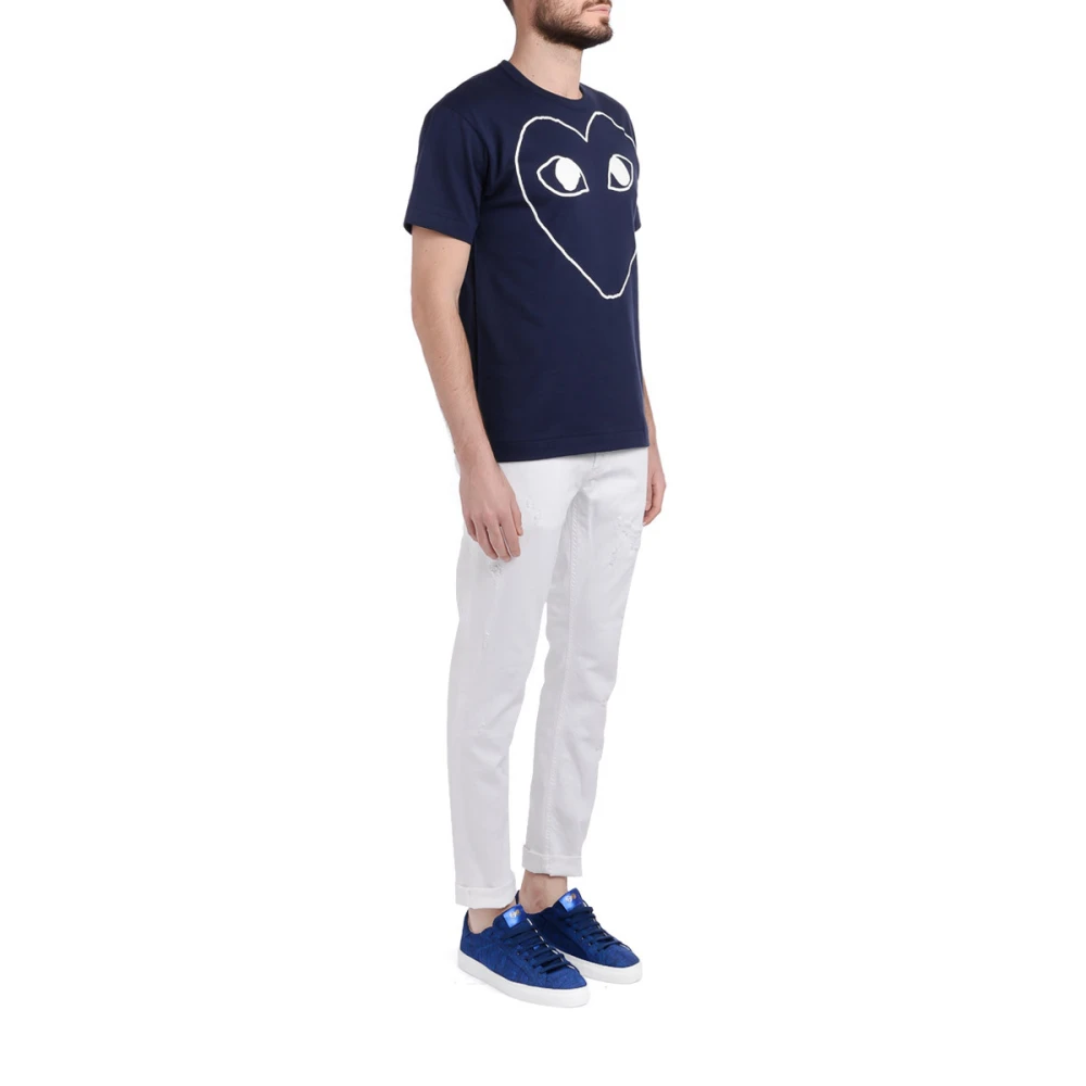 Comme des Garçons Play Blue Heart T-shirt Blue Heren
