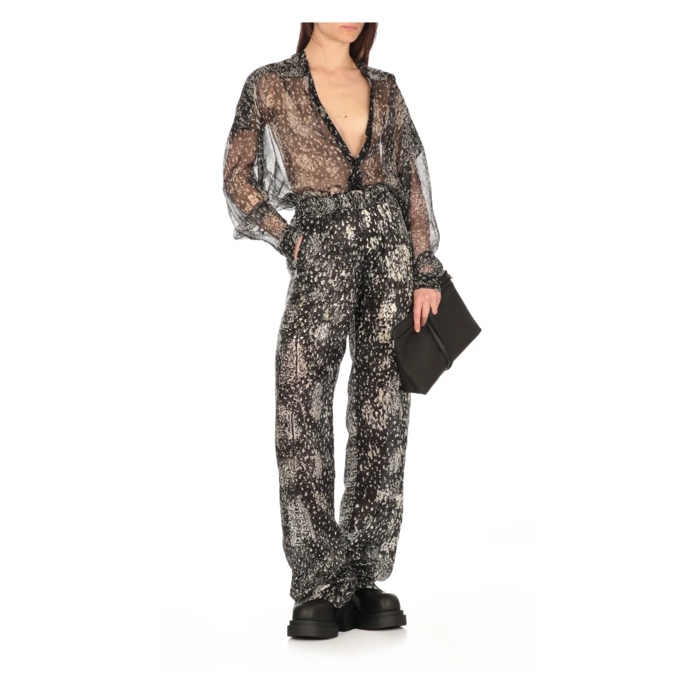 Rick Owens Zwarte broek met elastische tailleband en zakken Black Dames