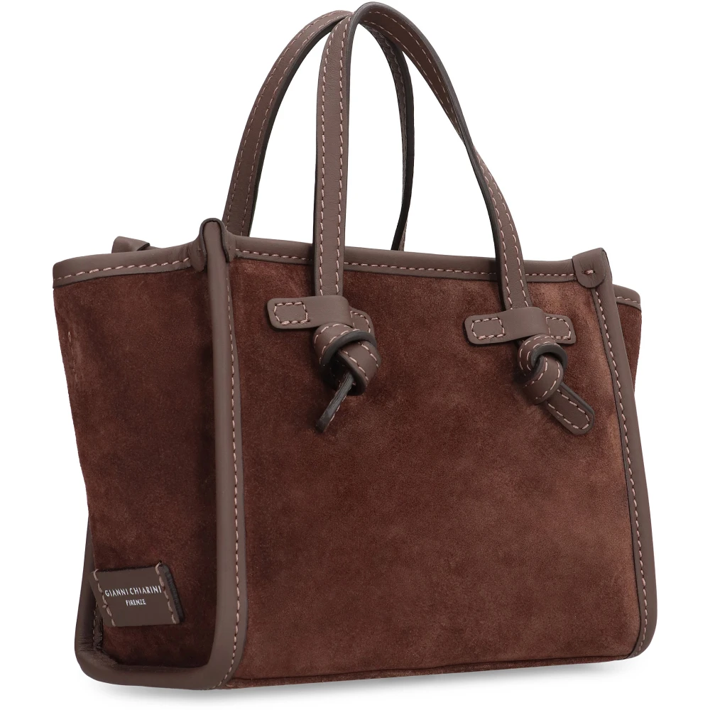Gianni Chiarini Suède handtas met leren handvatten Brown Dames