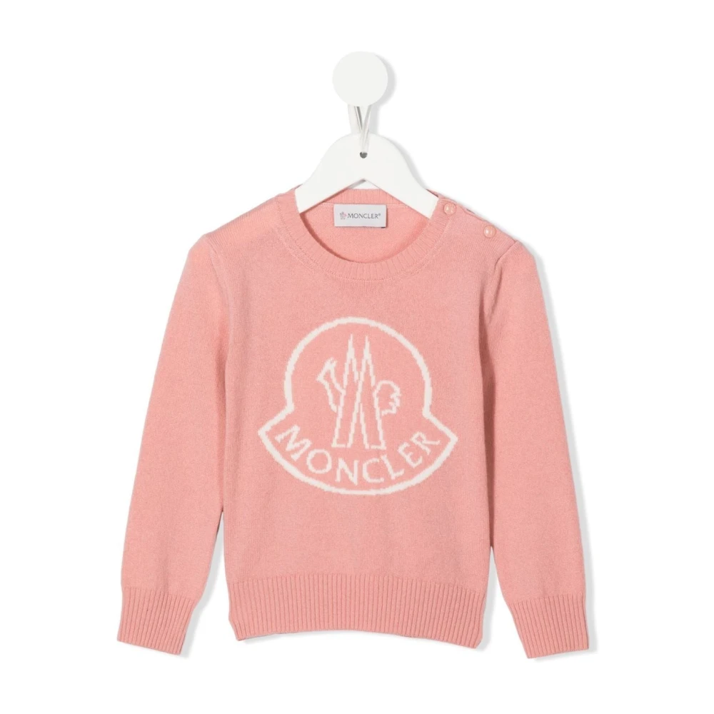 Moncler Rosa Tröja för Barn med Logo Intarsia Pink, Flicka