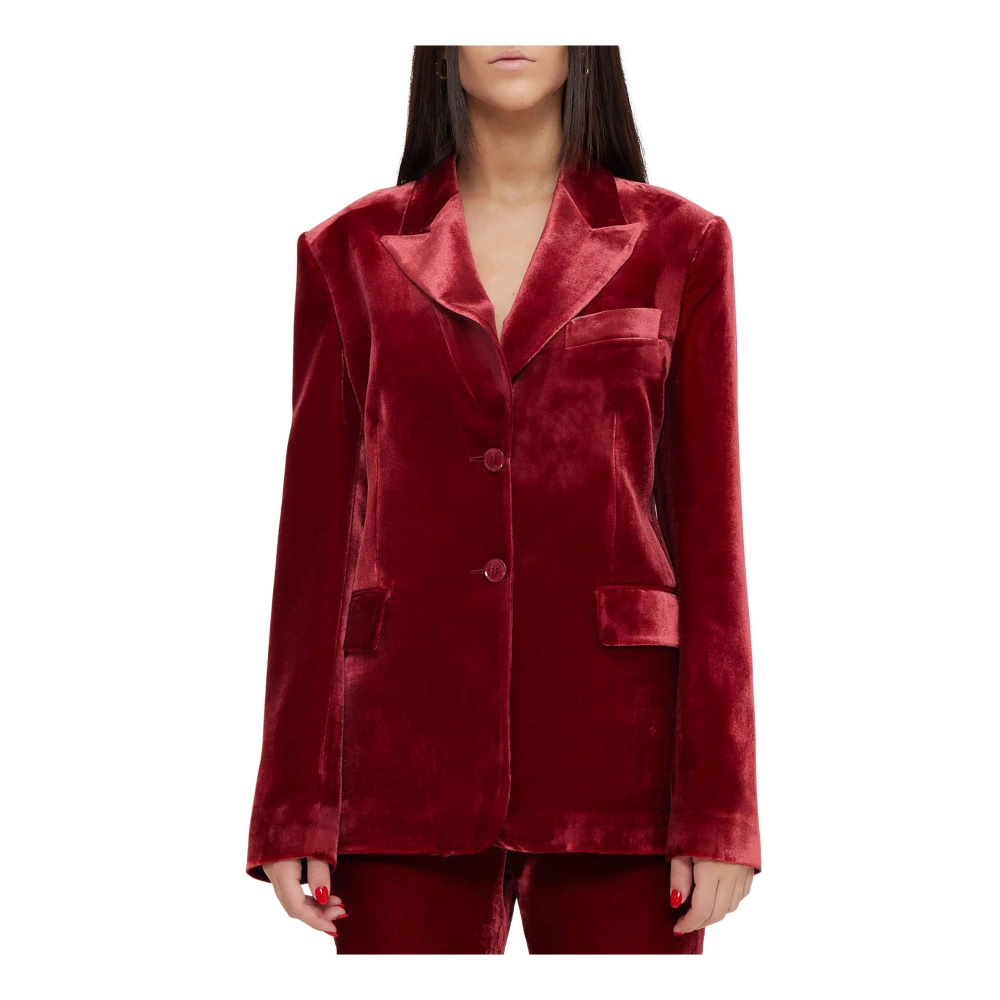 Moschino Lange fluwelen jas Red Dames