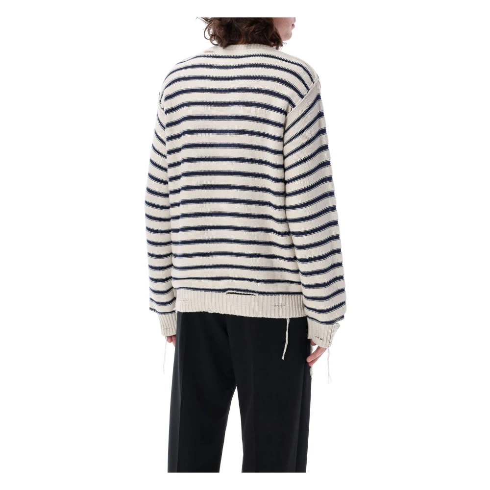 MM6 Maison Margiela Gestreepte trui met ronde hals Blue Heren