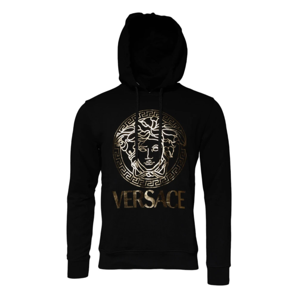 Versace Uomo Nero - Felpa Con Cappuccio In Cotone Medusa - Sweatshirts & Hoodies - S