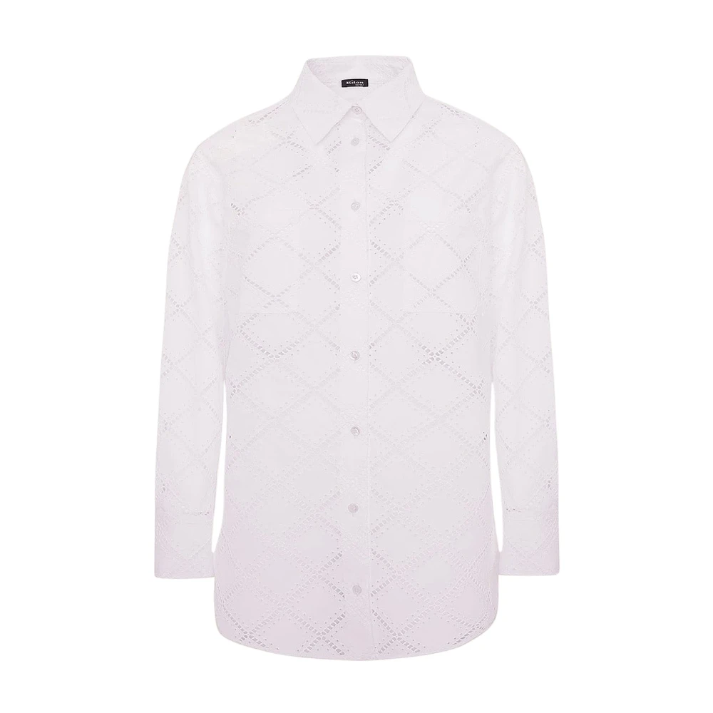 Kiton Witte Katoenen Overhemd met Broderie Anglaise White Dames