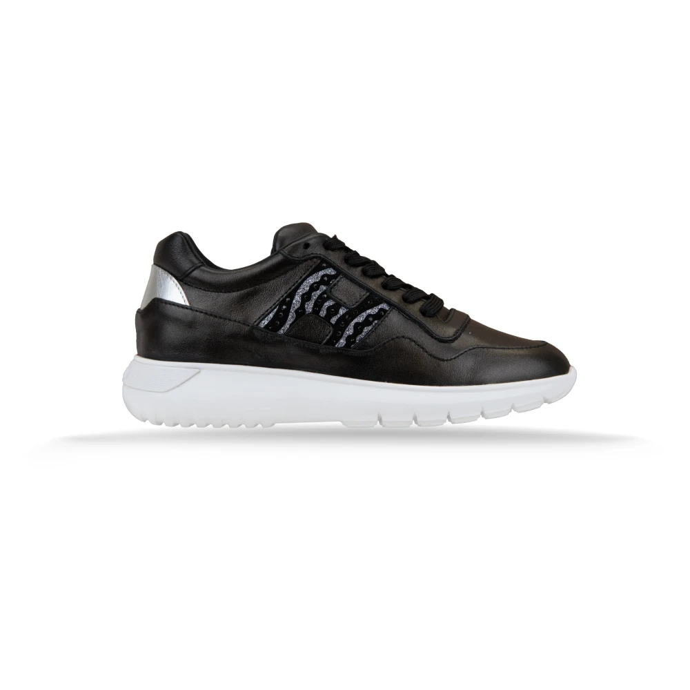 Hogan Leren damessneakers met veters Dames Schoenen Zwart