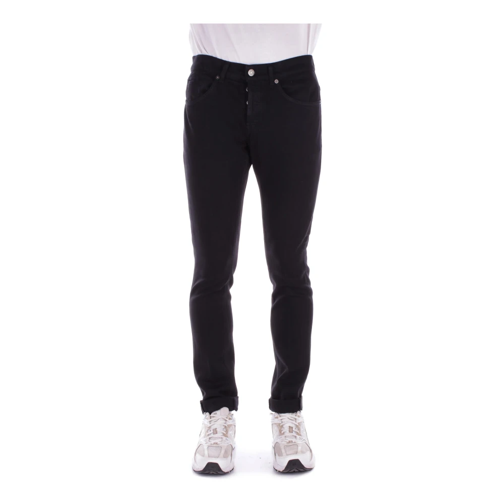 Dondup Zwarte Logo Broek met Knopen Black Heren