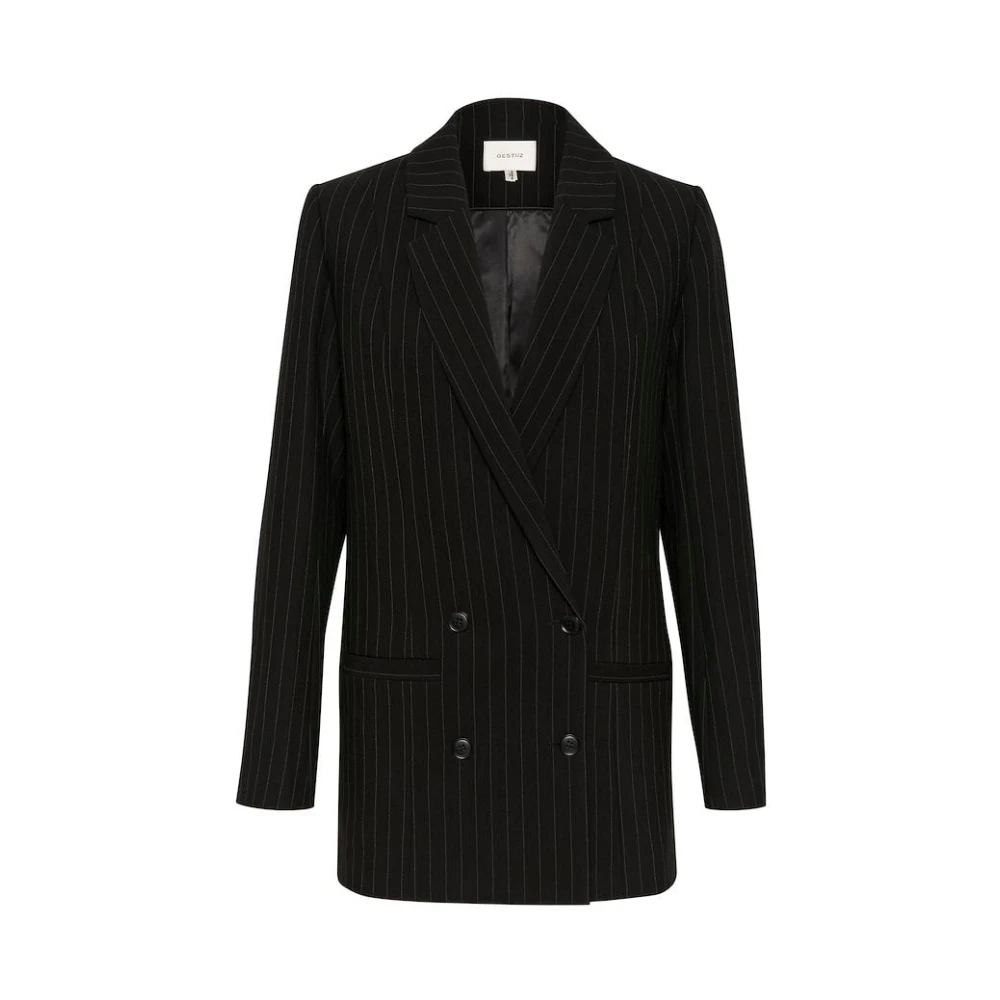Gestuz Women's Black Pinstripe Blazer - Blazers - L - Jackets