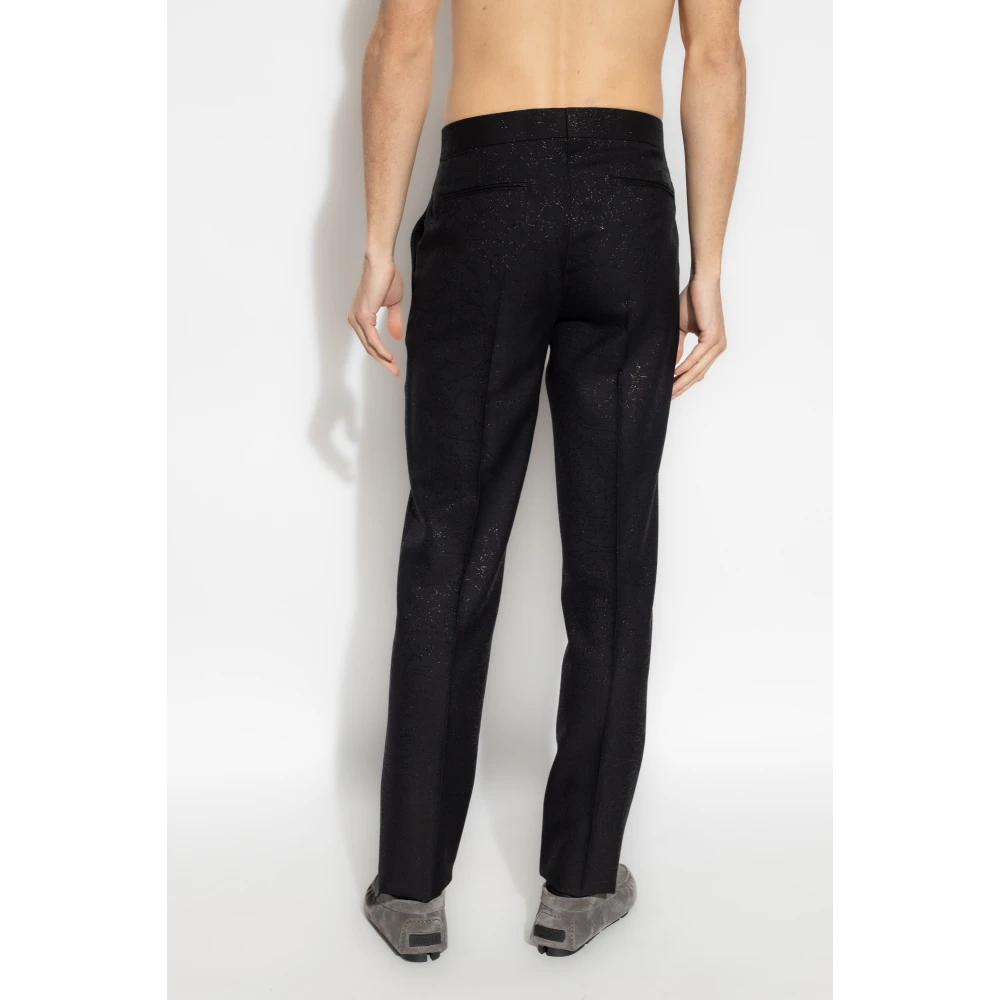 Versace Wollen broek met lurex garen Black Heren