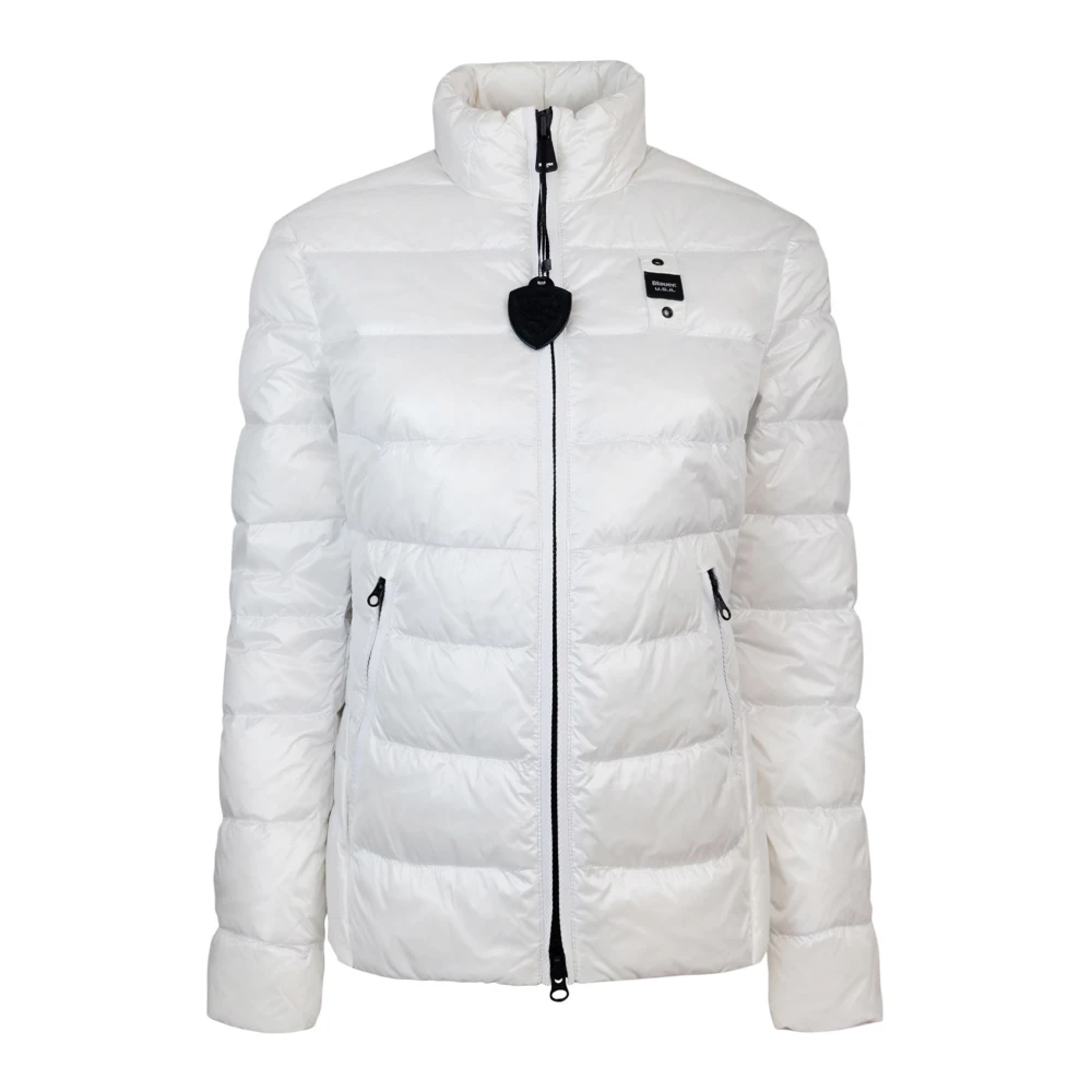Blauer Witte Gewatteerde Jas Dames Synthetisch White Dames