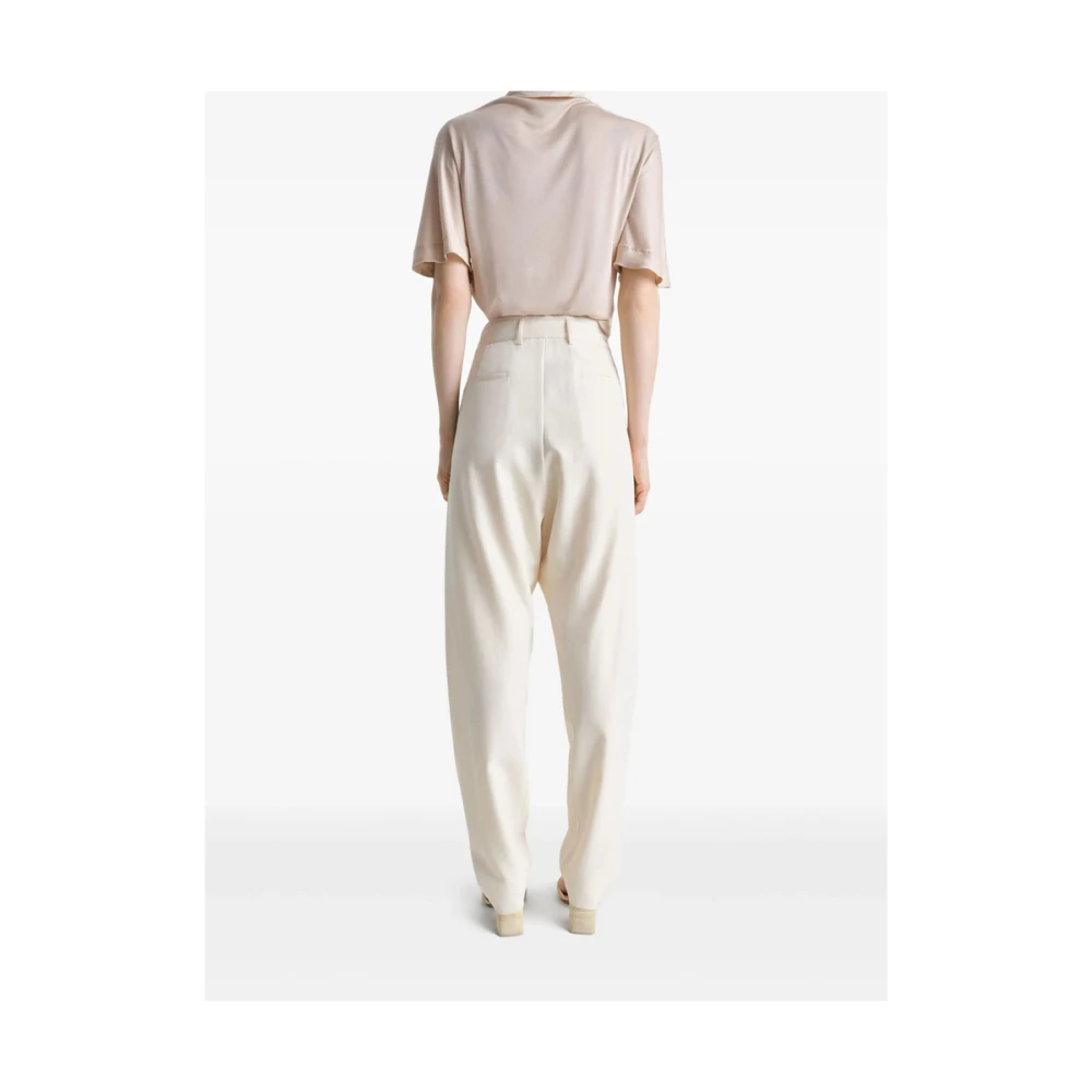 Lemaire Witte Broek met Riem en Zakken White Dames