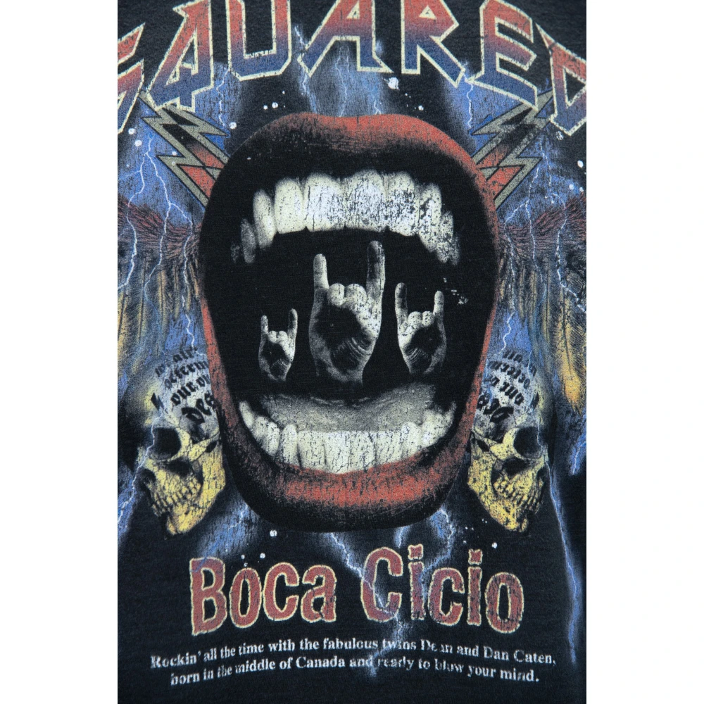 Dsquared2 Zwarte Oversized Geribbelde Kraag T-Shirt Black Dames