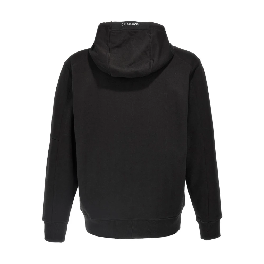 C.P. Company Zwarte Trui met Capuchon en Lens Detail Black Heren