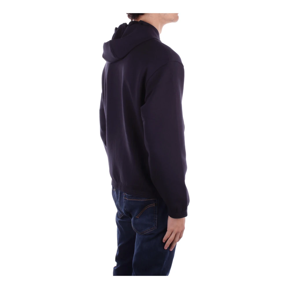 Emporio Armani Blauwe Hoodie Logo Rits Zakken Blue Heren