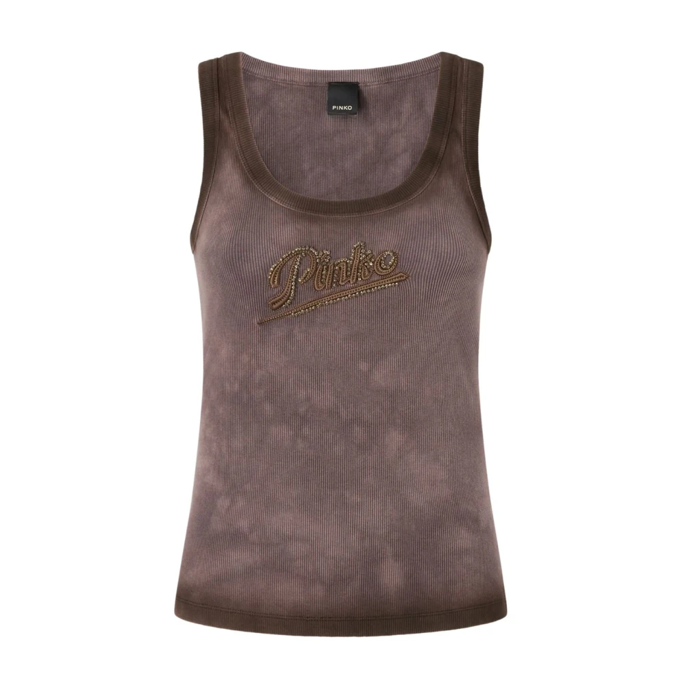 Pinko Women's Brown Sleeveless Tops, S, Cosmopolitan Canotta