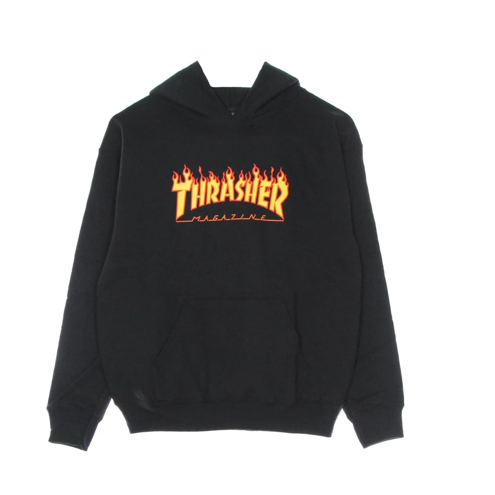 Thrasher Flame Hood Sweatshirt Zwart Geel Black Heren