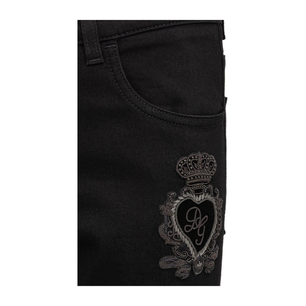 Dolce & Gabbana Skinny Jeans met geborduurd logo Black Heren