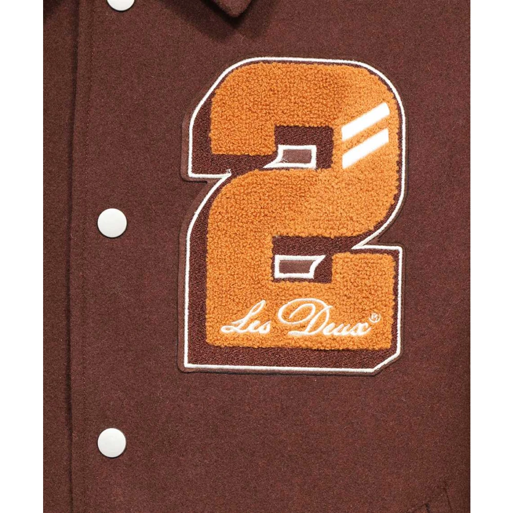 Les Deux Wollen Bomberjack met Patches Brown Heren