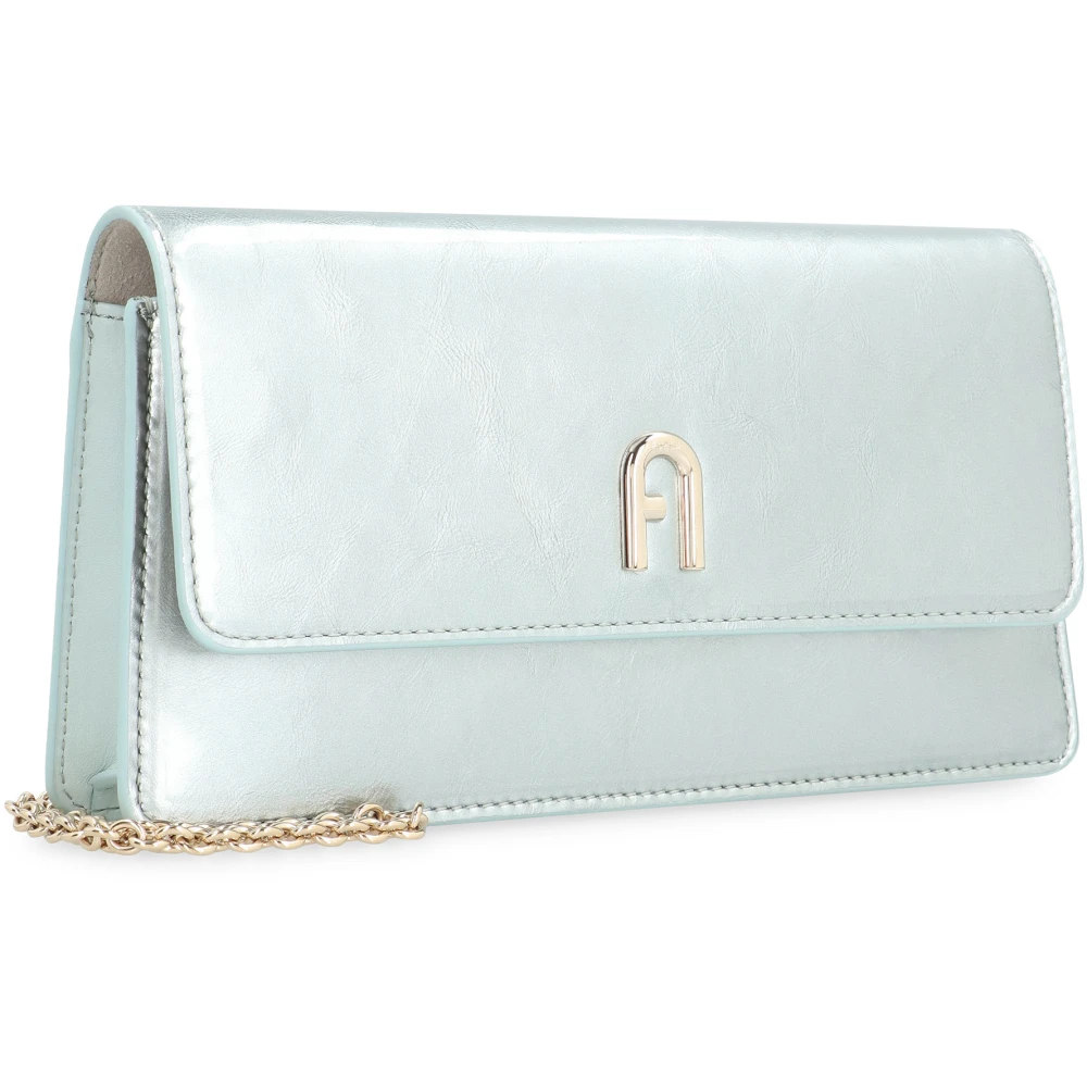 Furla Diamante Leren Clutch met Kettingband Blue Dames