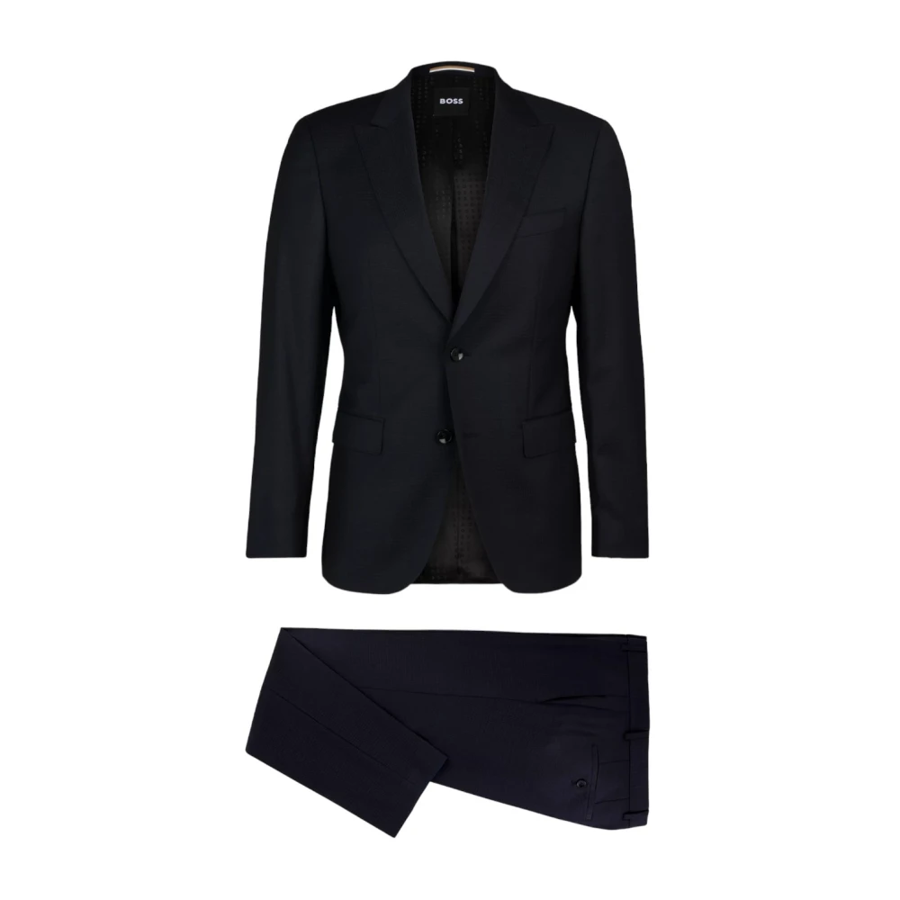 Boss Single Breasted Suit Set Blue Heren