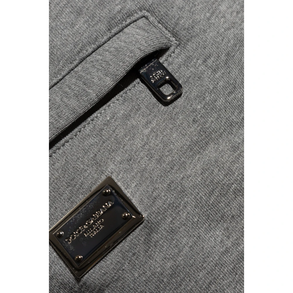 Dolce & Gabbana Sweatpants met logo applicatie Gray Heren