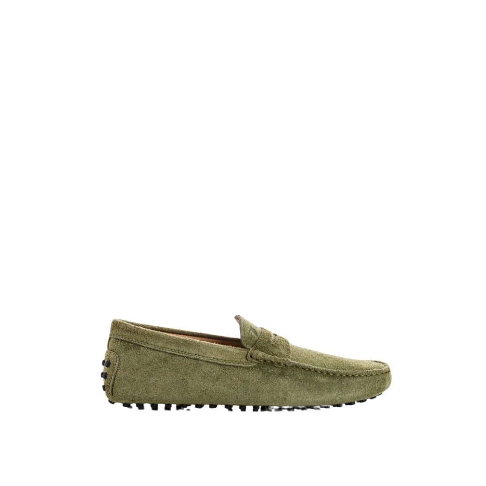 TOD'S Velvet Gommino Moccasins Green Heren