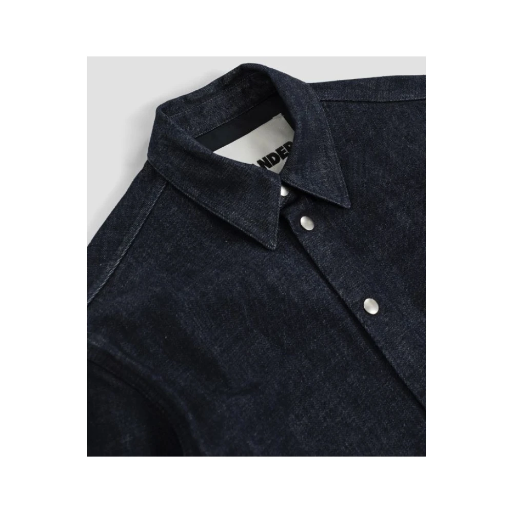Jil Sander Navy Blauw Denim Shirt Snap Sluiting Black Heren