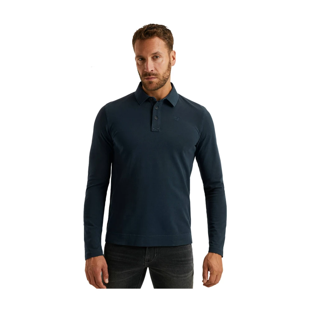 PME Legend Lange mouw polo shirt piqué kledingstuk Blue Heren