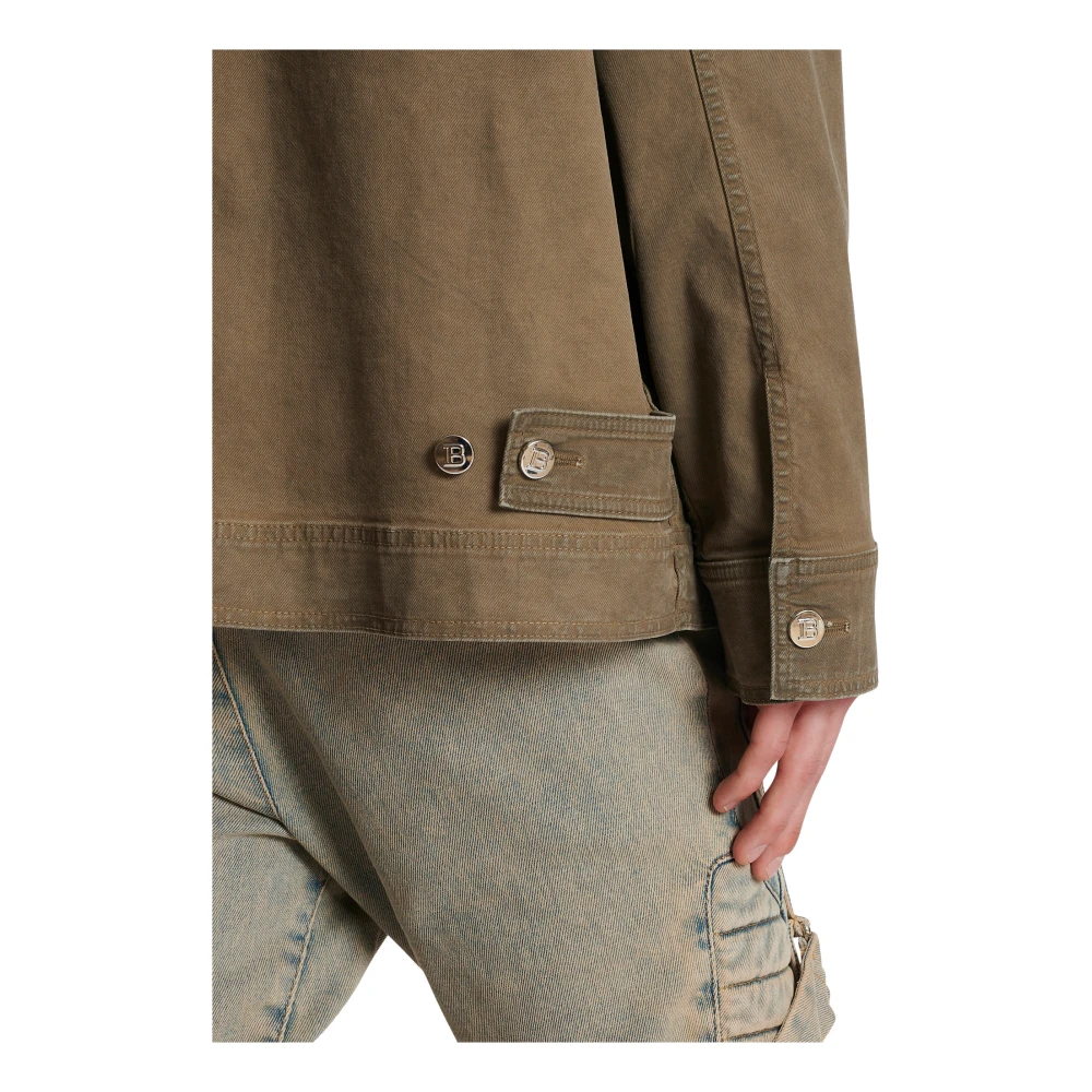 Balmain Multipocket Utilitarian Denim Jacket Beige Heren