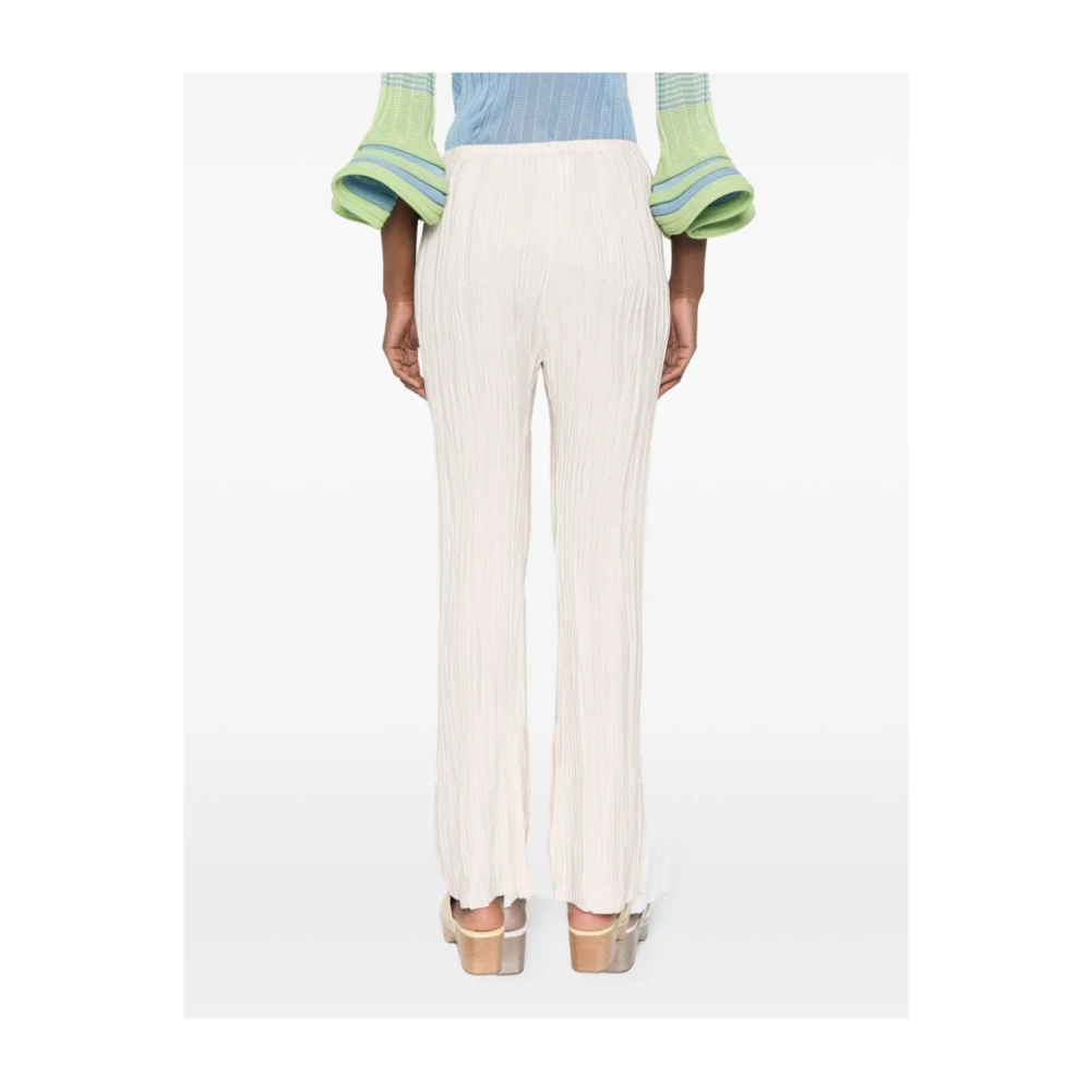 Forte Geplooide hoge taille rechte pijp broek Beige Dames