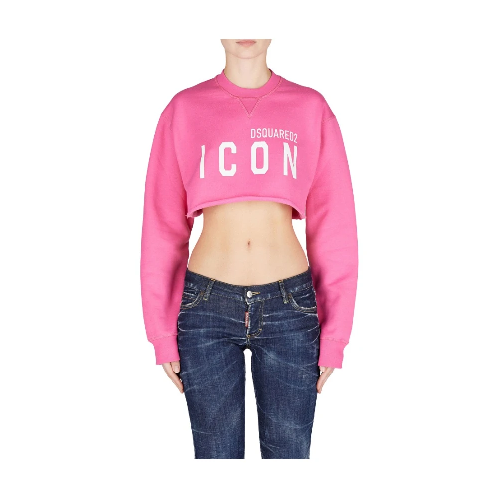 Dsquared2 Women's Pink Sweatshirts, Xs, Cropped Sweatshirt