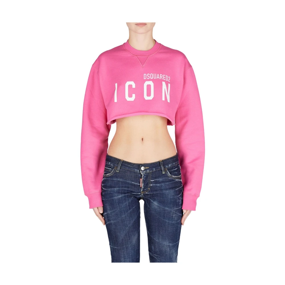 Dsquared2 Icon Cropped Sweatshirt - Rosa Pink, Dam