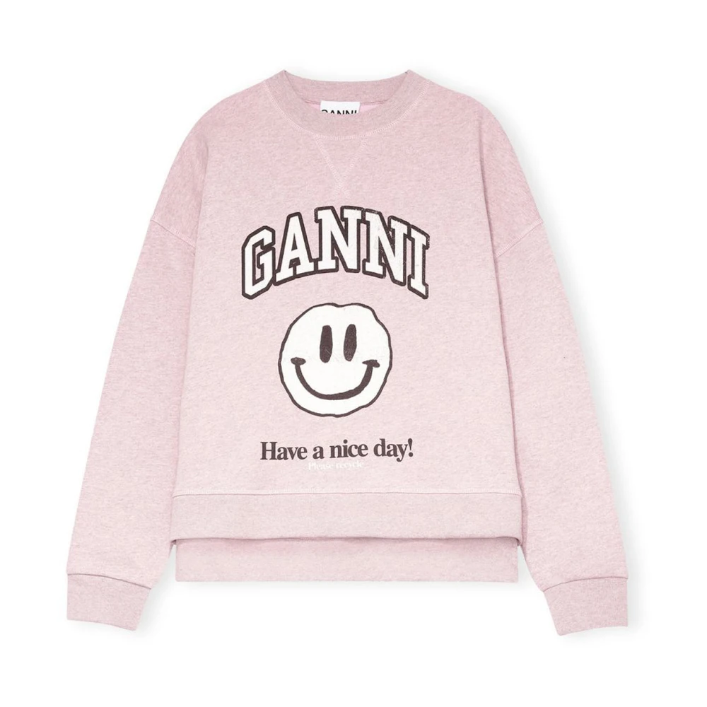 Ganni Smiley Print Sweatshirt Set Purple Dames