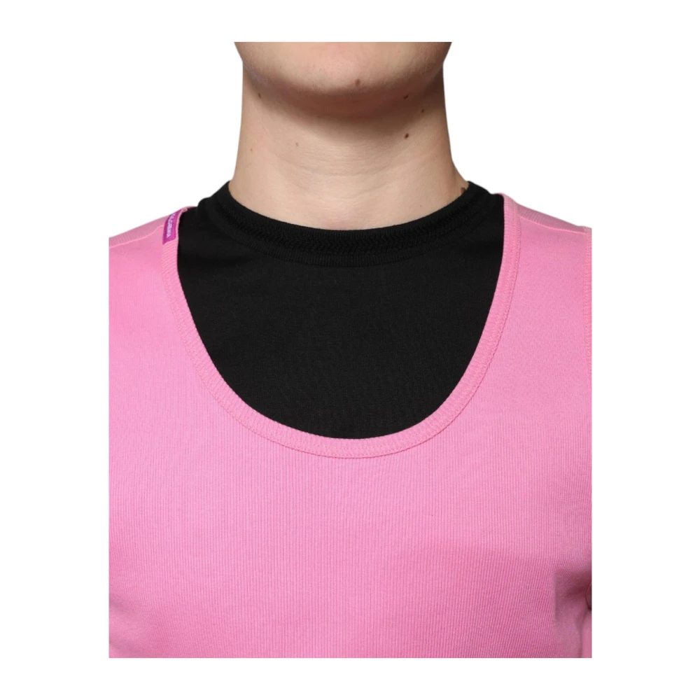 Dolce & Gabbana Roze Geribbelde Tanktop Pink Heren
