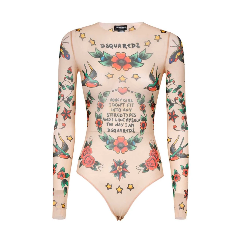 Dsquared2 Gedrukte Tule Bodysuit Multicolor Dames