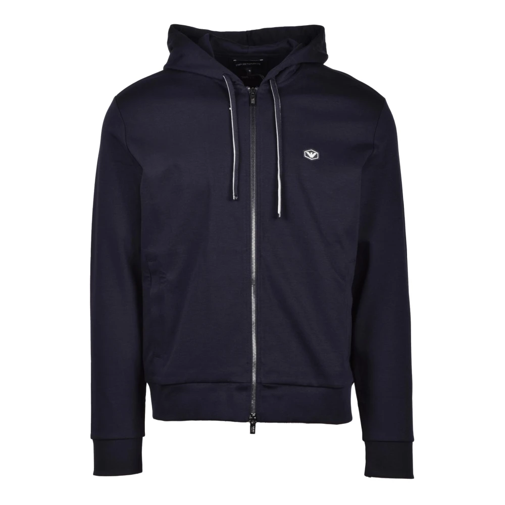 Emporio Armani Stijlvolle katoen-polyester blend sweatshirt Blue Heren